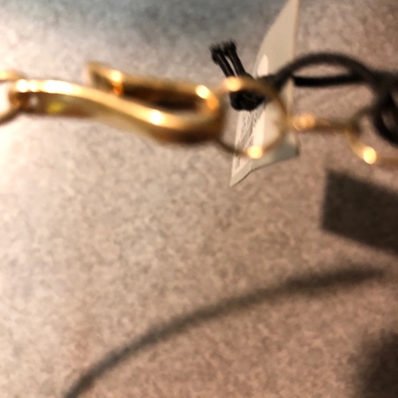 Robert Lee Morris Gold Tone Wire Collar Necklace Geometric Turquoise Pendant NWT - Picture 7 of 12